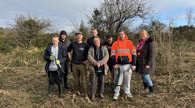 The Countryside Team and able2achieve working on a practical task at Trinity Hill Local Nature Reserve